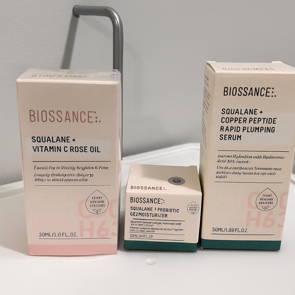 Biossance Squalane + Vitamin C Rose Oil and Probiotic Gel Moisturizer Set